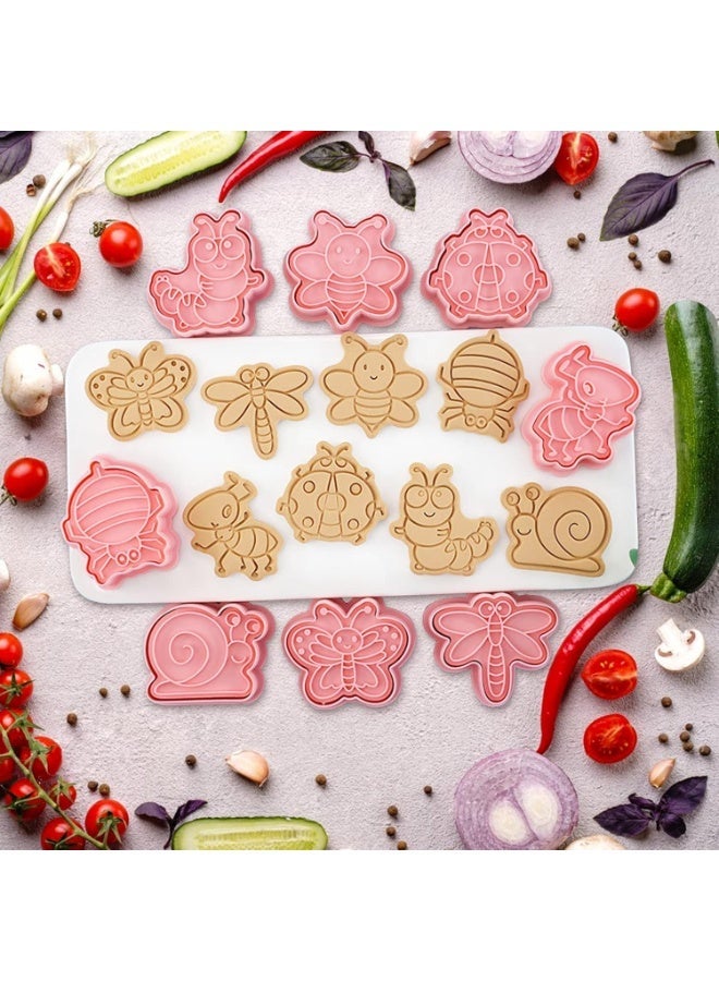 Insect Cookie Cutters Set, 8 Pcs Cookie Cutter with Plunger Stamps, Cute Cookie Cutters for DIY Biscuit Snacks Cheese Baking - Image 3
